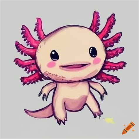 Cartoon drawing of a cute axolotl