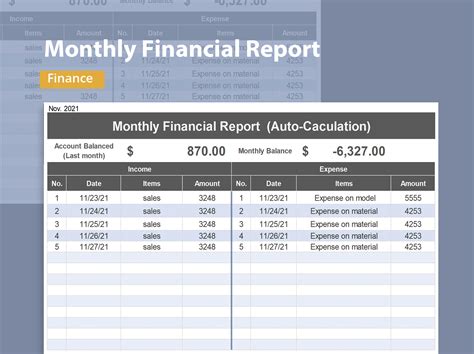 EXCEL of Monthly Financial Report.xlsx | WPS Free Templates