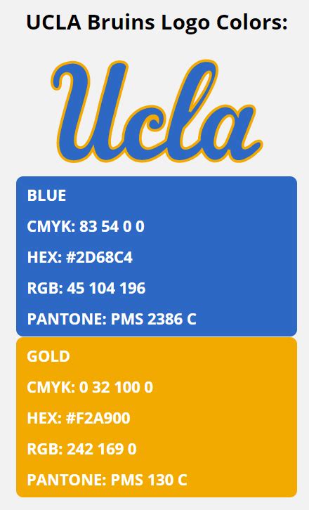 UCLA Bruins Team Colors | HEX, RGB, CMYK, PANTONE COLOR CODES OF SPORTS TEAMS