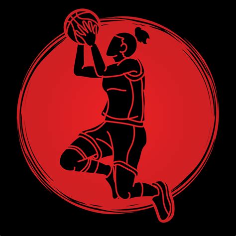 Basketball Female Player Action 22361692 Vector Art at Vecteezy