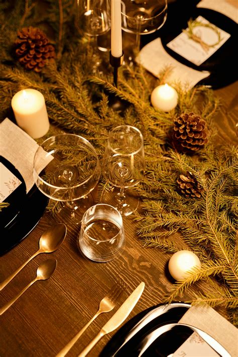 High Angle Shot of an Elegant Table Set-Up for Christmas · Free Stock Photo