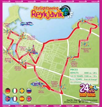 Reykjavik City Sightseeing Route Map 2012 | Reykjavik, Sightseeing, Iceland travel