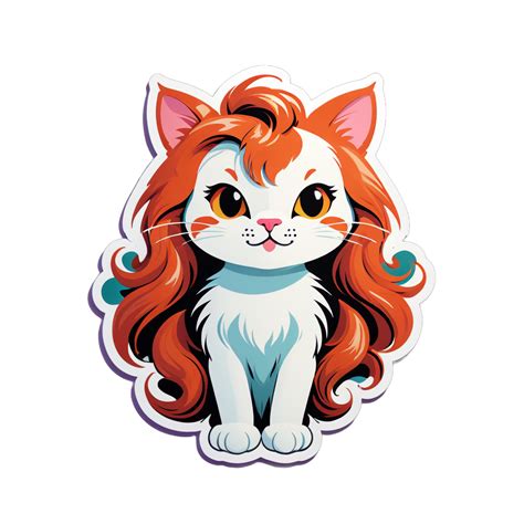 I made an AI sticker of long hair kitty redhead