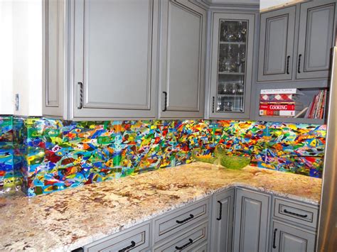 Colorful Abstract Kitchen Backsplash|Designer Glass Mosaics