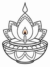 Diwali Diyas colouring Book Pages For Children And Adults With Vector  sketch template