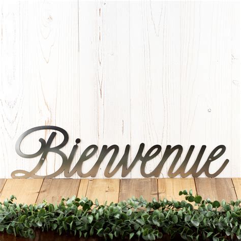 Bienvenue Sign, Welcome Sign, Metal Word Art, Outdoor Metal Wall Art, Metal Signs, French ...