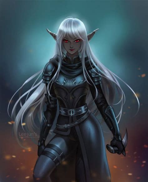 Cyrail | Dark elf, Fantasy female warrior, Elf art