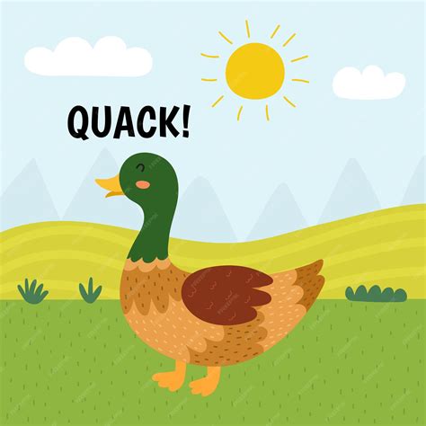 Premium Vector | Duck saying quack print. cute farm character on a ...