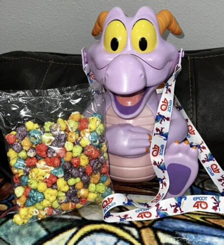 New 2023 Disney Figment Popcorn Bucket w/ Epcot 40th Anniversary Strap & Popcorn | #4609750351