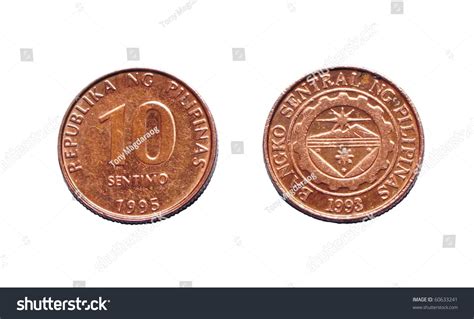 Philippine 10 Cent Coins Currency Isolated On White Background Stock ...