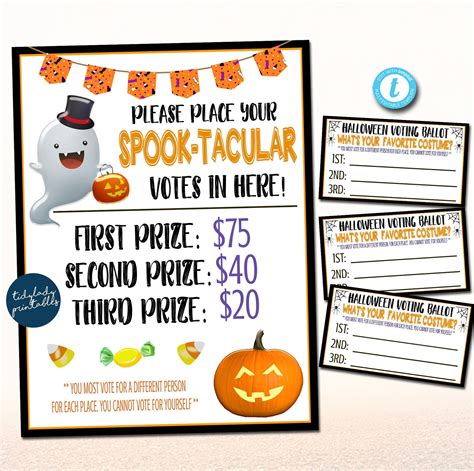 Halloween Costume Contest Voting Sign and Ballot, Kids Prizes ...