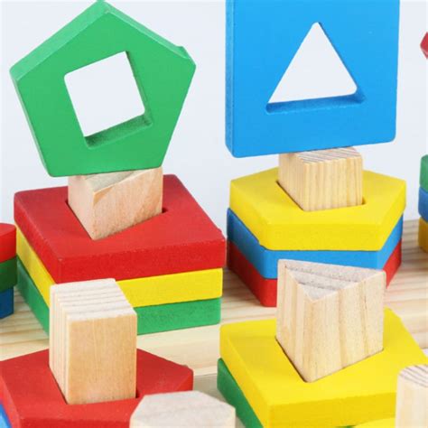 Wooden Geometric Shape Puzzle Early Educational Baby Kids Puzzle Baby Building Toys Gift ...