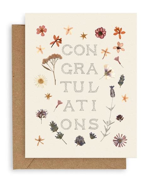 Pressed Flowers Congrats Card