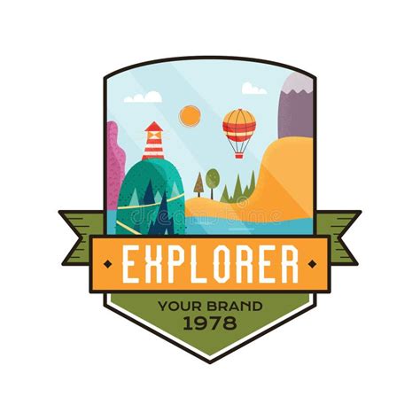 Camping Explorer Logo Badge Vector Design with Nature Landscape. Camp ...