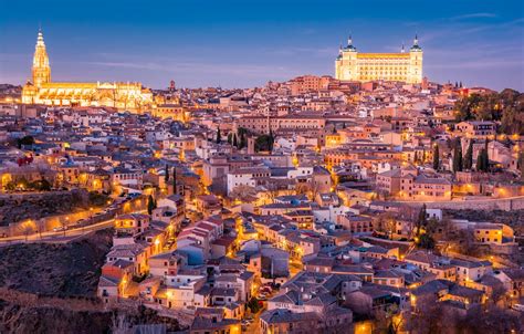 Wallpaper night, castle, panorama, Cathedral, Spain, Toledo images for ...