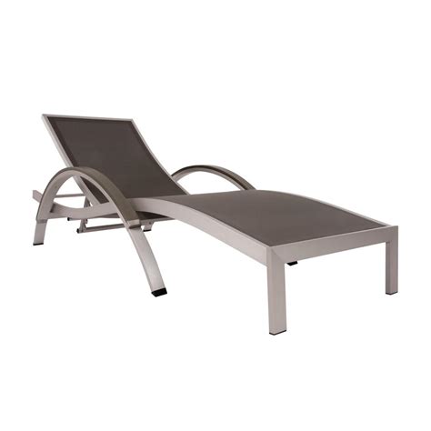 Vivere Brushed Aluminum Sling Outdoor Chaise Lounge in Gray-UCSLBA-GR ...