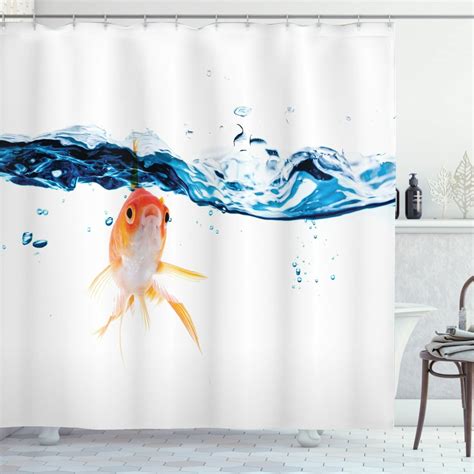 Fish Shower Curtain, Goldfish Swimming Under Surface of Clear Water ...