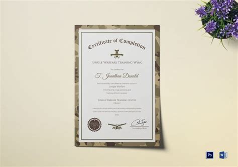 Army Camo Training Completion Certificate Design Template In Psd Word ...