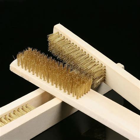 Profession Brass plate brushes Long handle Metal cleaning brush Surface ...