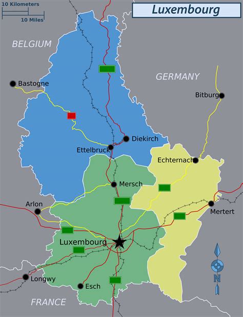 Grande regiones mapa de Luxemburgo | Luxemburgo | Europa | Mapas del Mundo