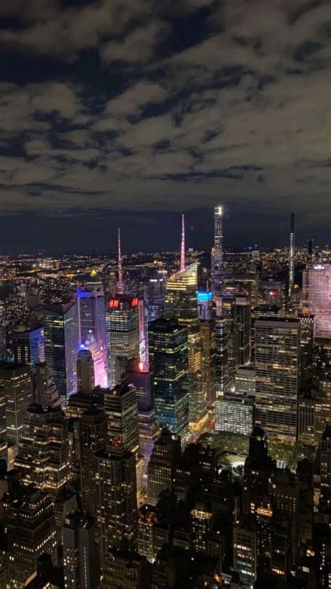 Aerial View of New York City at Night