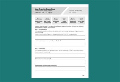 Stages of Change Worksheet PDF (Editable Fillable Printable)