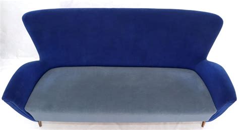 Two-Tone Blue Mohair Paulo Buffa Mid-Century Modern Italian Sculptural Sofa - Sohotreasures.com ...