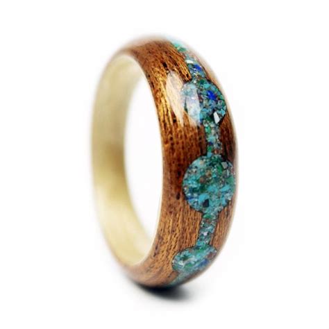 Breaking Traditions | Crushed Stone and Mahogany Engagement Ring | Simply Wood Rings | Wooden ...