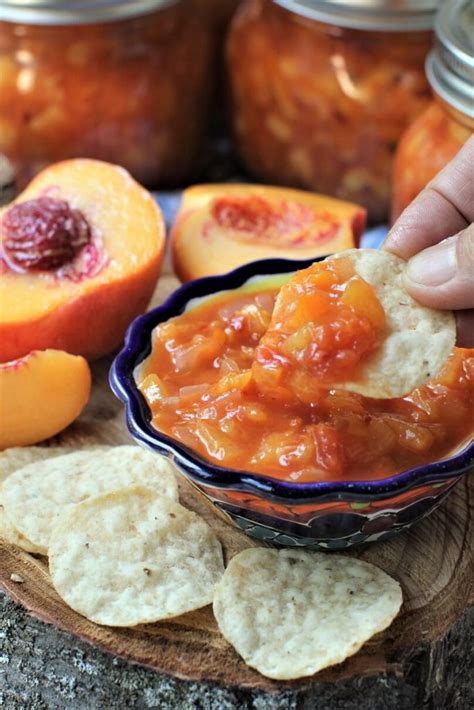 Sweet 'n Spicy Peach Salsa Canning Recipe | Kitchen Frau