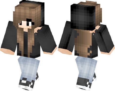 Cute Light Brown Hair Girl Wearing Black | Minecraft Skin | Minecraft Hub