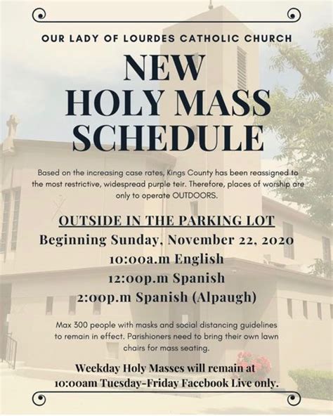 Instagram Post: New Holy Mass Schedule for Our Lady of L… - The Corcoran Journal