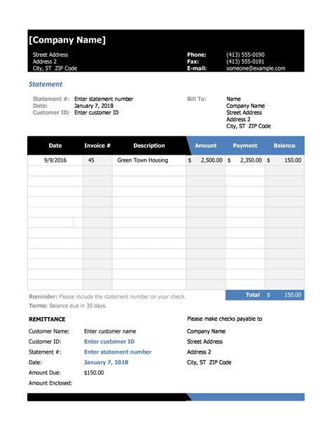 Bank Statement Excel Template