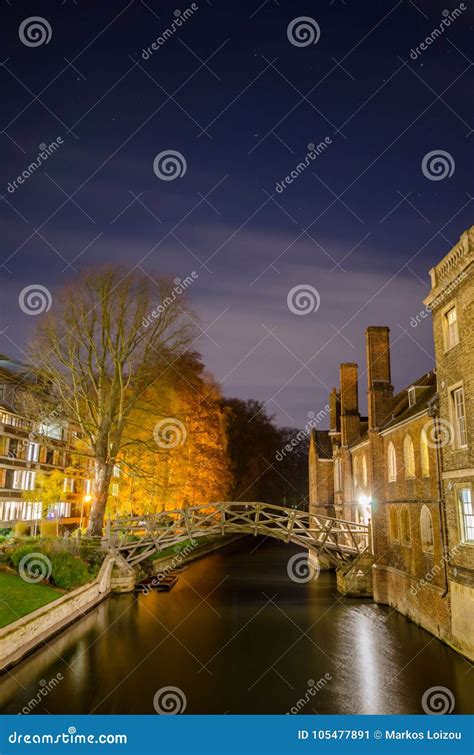 The Mathematical Bridge by Night Stock Image - Image of punt, famous: 105477891