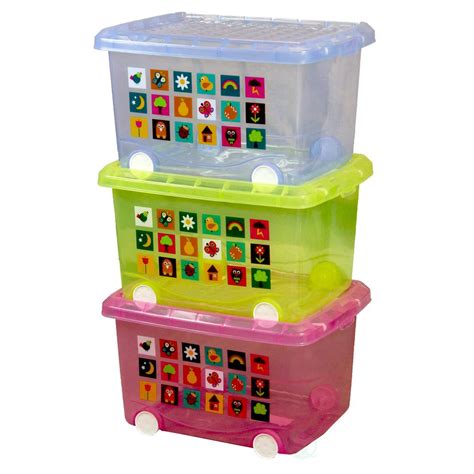 Basicwise Large Storage Containers with Wheels (Set of 3 )-QI003254.3 - The Home Depot