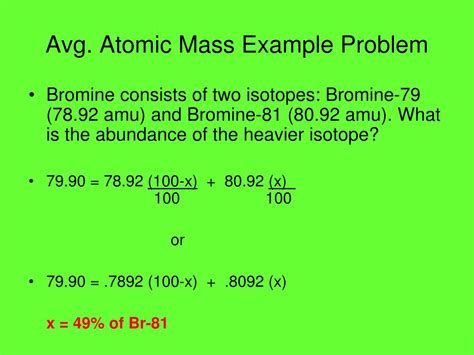 PPT - Chapter 3 - Stoichiometry Average Atomic Mass PowerPoint ...