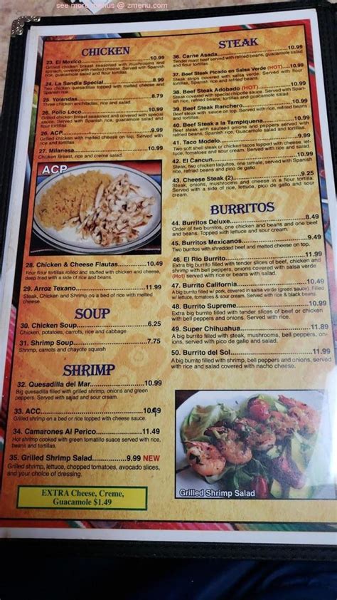 Online Menu of El Rio Restaurant, Butner, North Carolina, 27509 - Zmenu