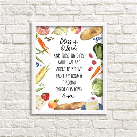 Grace Before Meals Bless Us O Lord Prayer 8x10 Printable Wall