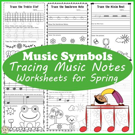 Tracing Music Notes & Symbols Worksheets for Spring | British termino…