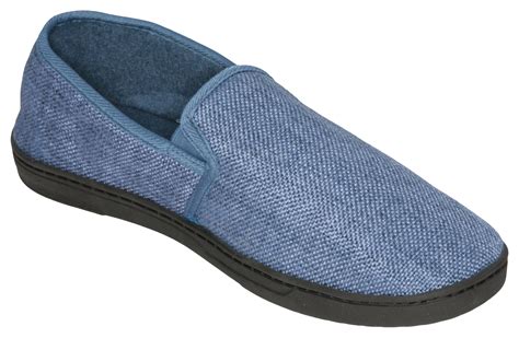 Deluxe Comfort Men's Memory Foam Slipper, Size 9-10 – Soft Linen 120D SBR Insole and Rubber ...