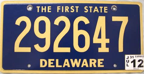 2012 Delaware License Plate (292647)