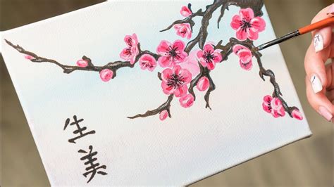 Blooming Sakura Twig - Acrylic painting / Homemade Illustration (4k) - YouTube