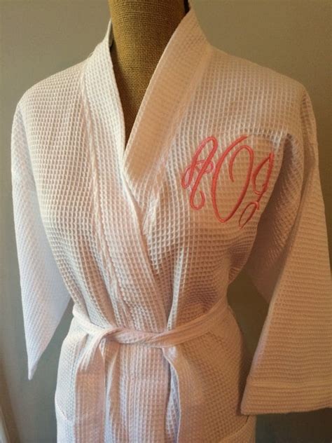 Monogrammed Robe Waffle Weave White Bride Bridesmaids