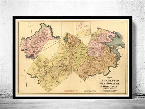 Old Map of Dorchester West Roxbury Boston 1899 - VINTAGE MAPS AND PRINTS