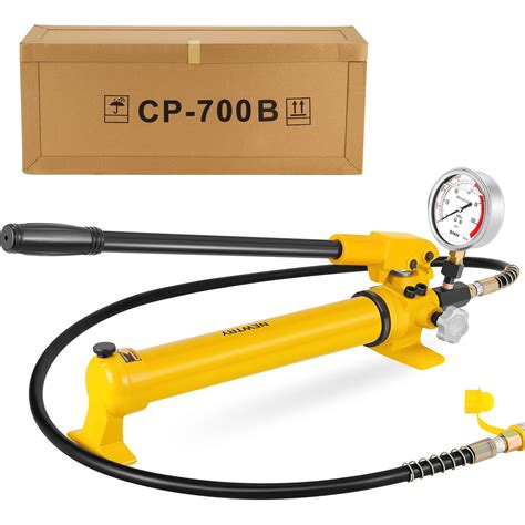 NEWTRY CP-700 Manual Hydraulic Hand Pump w/Oil Gauge Single Acting 9947psi for Separate Type ...