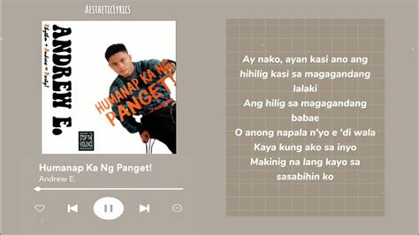 Andrew E - Humanap Ka Ng Panget || aesthetic lyrics - YouTube