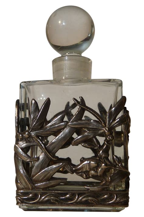 From The Vintage Vault: Dragonfly and botanicals in pewter enwrap crystal perfume bottle - Anya ...