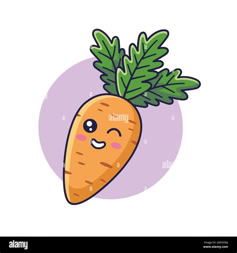 Cute Kawaii carrot cartoon icon illustration. Food vegitable flat icon concept isolated on white ...