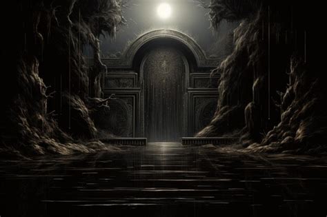 Premium AI Image | Enigmatic shadow gates portals to realms shrouded in ...