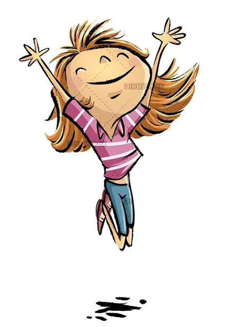 Happy girl jumping with joy on isolated background in 2020 | Art drawings for kids, Character ...