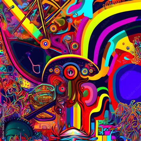 colorful fluorescent neon psychedelic N,N-Dimethyltryptamine trip ...